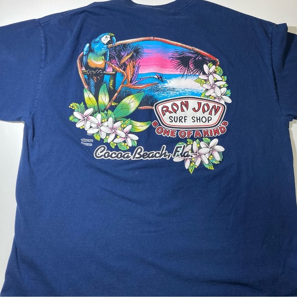 Ron Jon Surf Shop Men’s 2XL Shirt Navy Sunset Parrot Cocoa Beach Classic Logo - Picture 12 of 15